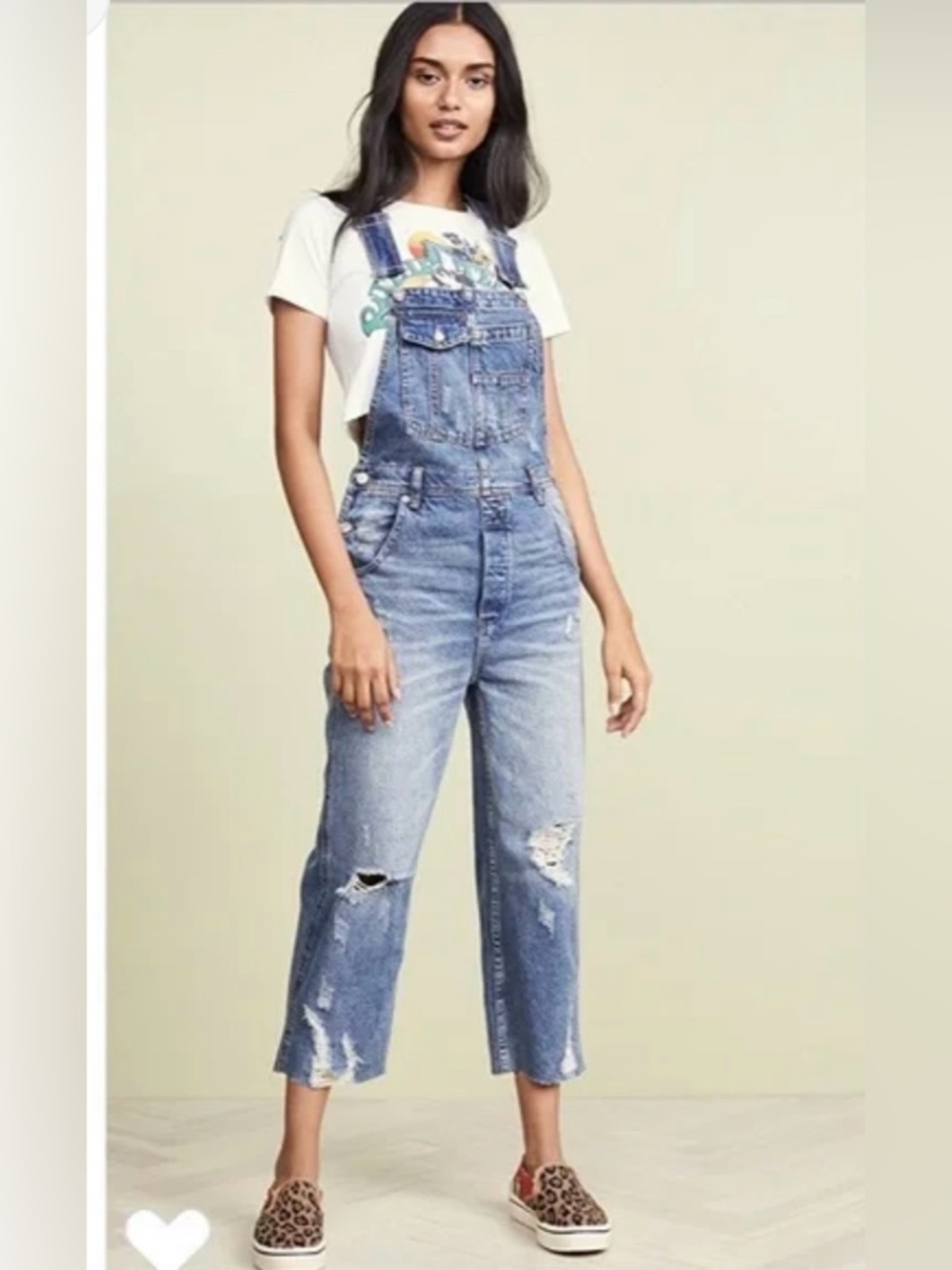 We The Free Distressed Denim Criss Cross Overalls Boyfriend Baggy Cropped 25